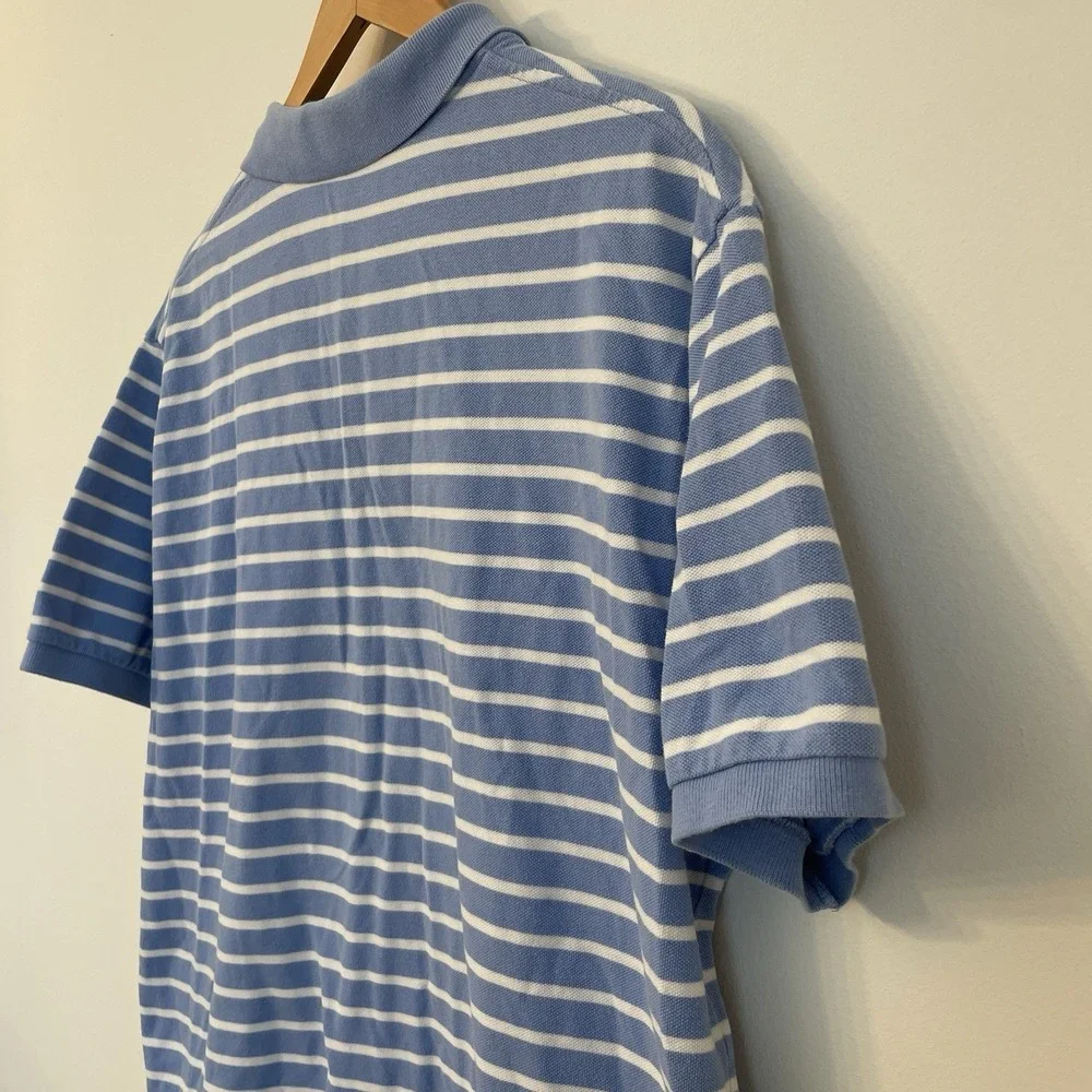 Polo Ralph Lauren Shirt XL Blue White Striped Orange‎ Pony Preppy Cotton Mens XL